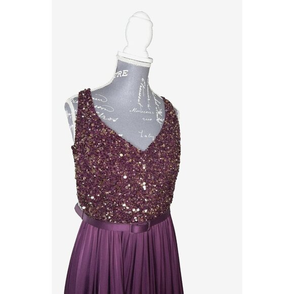 Theia Gown Purple Beaded Silk Sleeveless โ Size 12 โ Gala/Wedding - Picture 2 of 4